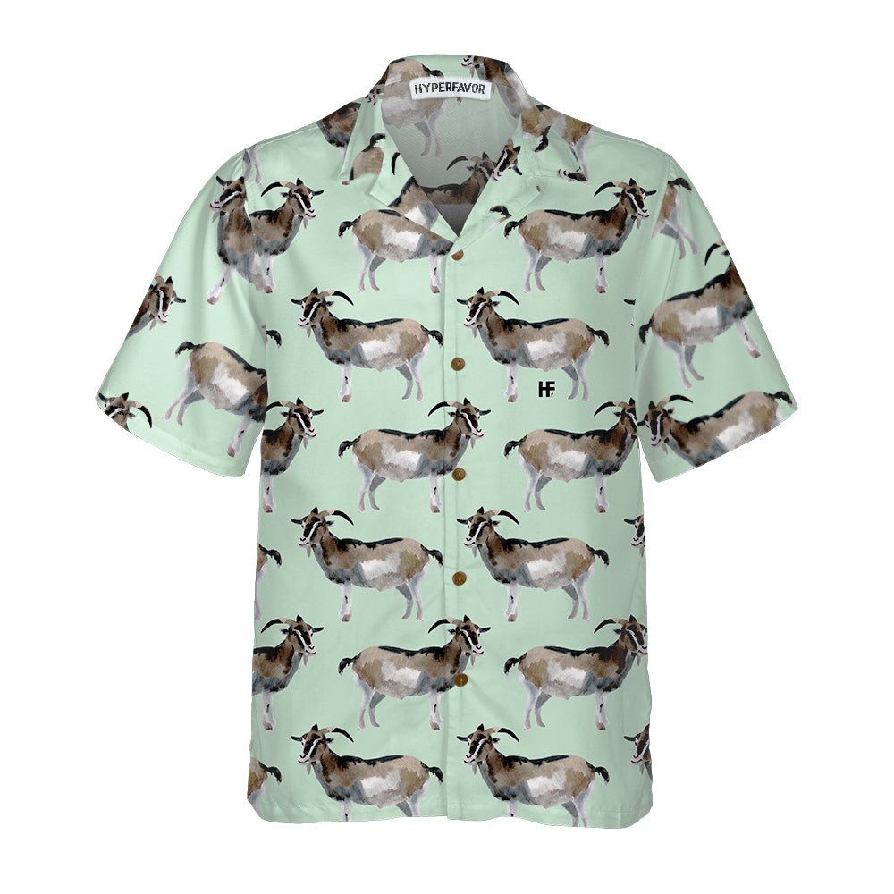Watercolor Goat Pattern Hawaiian Shirt Funny 3D Goat Shirt For Men