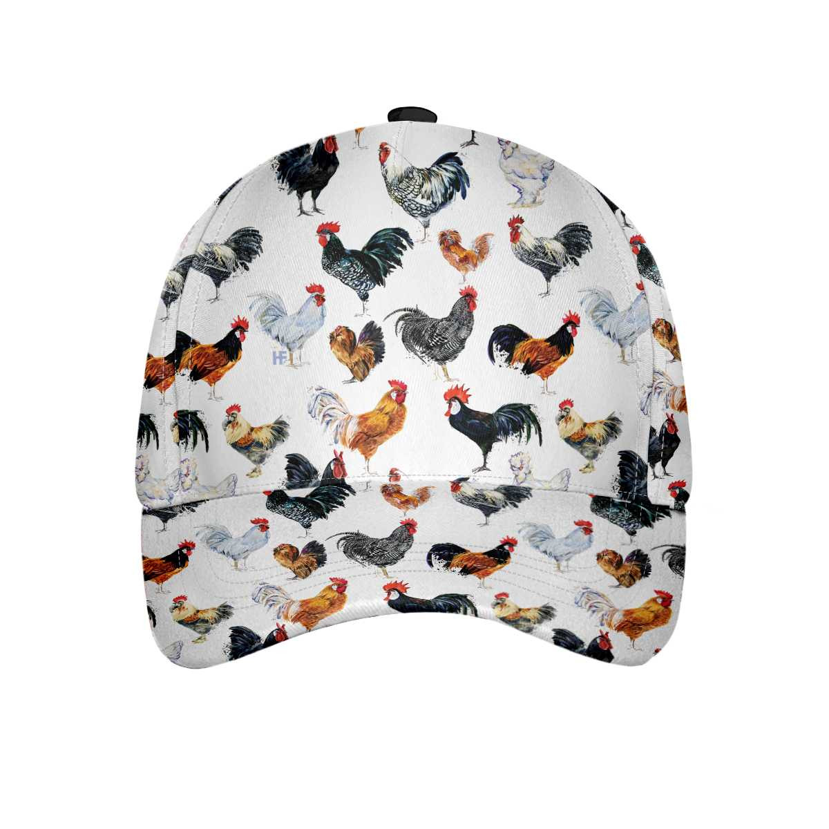 Watercolor Rooster Pattern Classic Cap Cool Chicken Baseball Hat Unique Print Rooster Cap