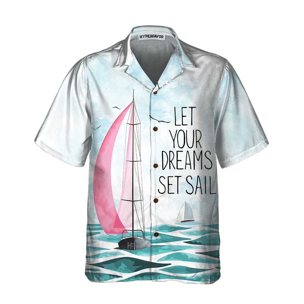 Watercolor Sailboat Hawaiian Shirt Short Sleeve Sailboat Shirt Unique Nautical Shirt