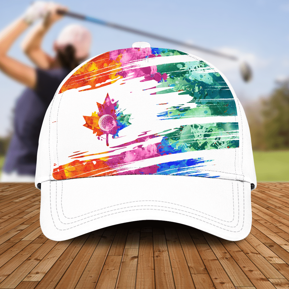 Watercolor Scratched Flag Canada Swing Swear Repeat Color Golfer Gift Caps