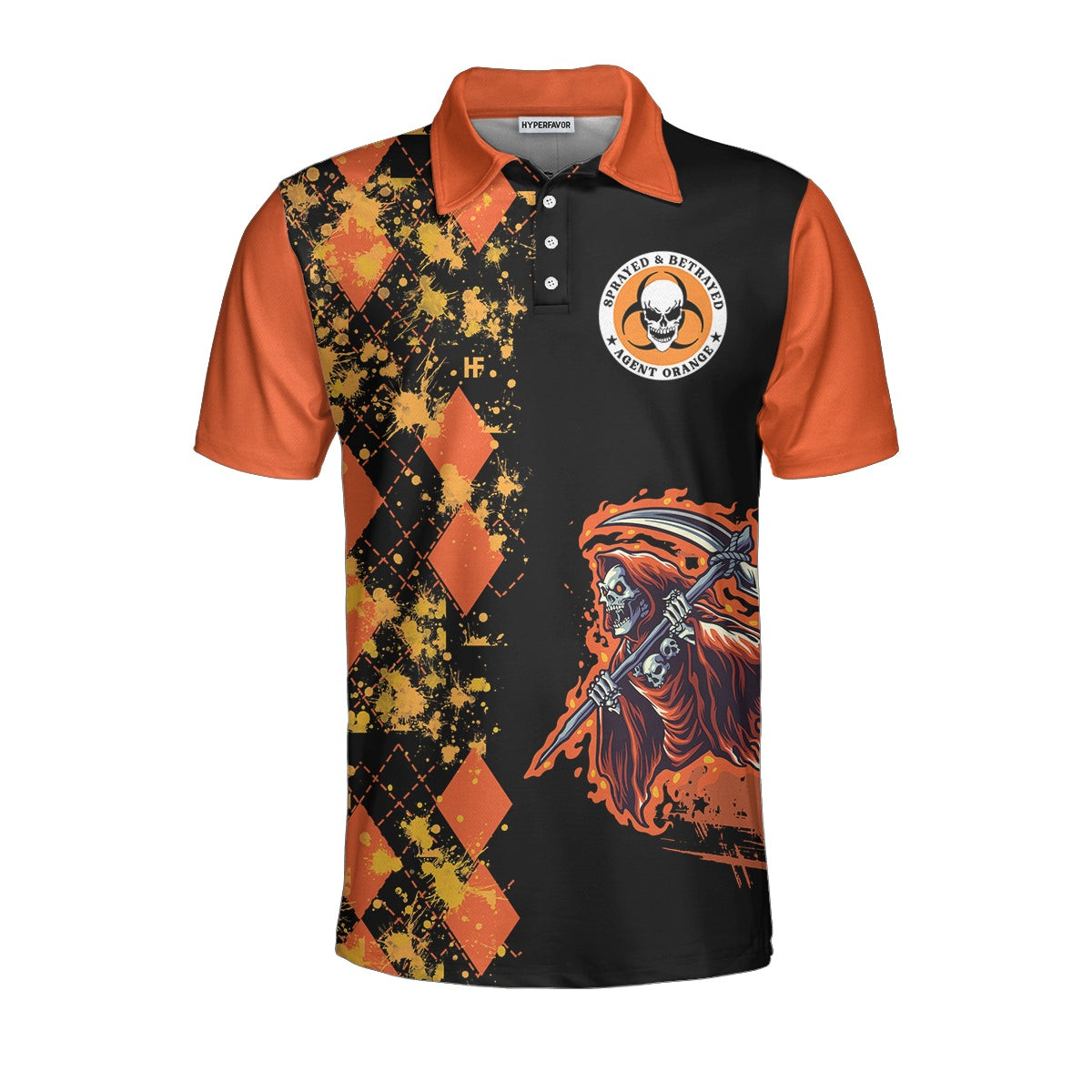 We Came Home And Death Came With Us Agent Orange Polo Shirt Orange Argyle Pattern Shirt For Veterans