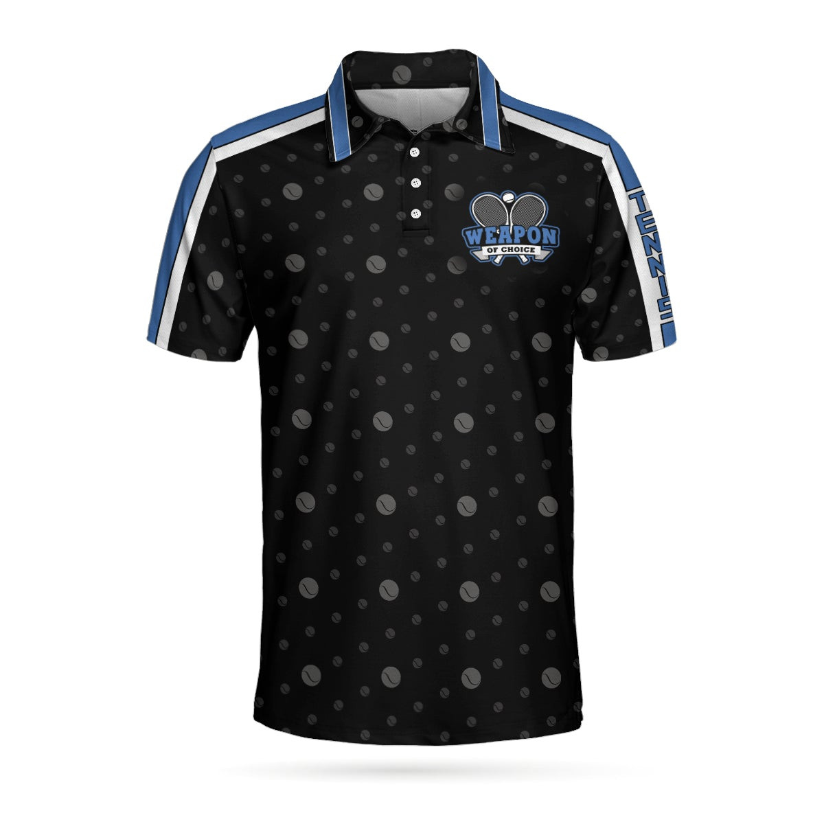 Weapon Of Choice Hard Version Short Sleeve Polo Shirt Black Tennis Pattern Polo Shirt Best Tennis Shirt For Men