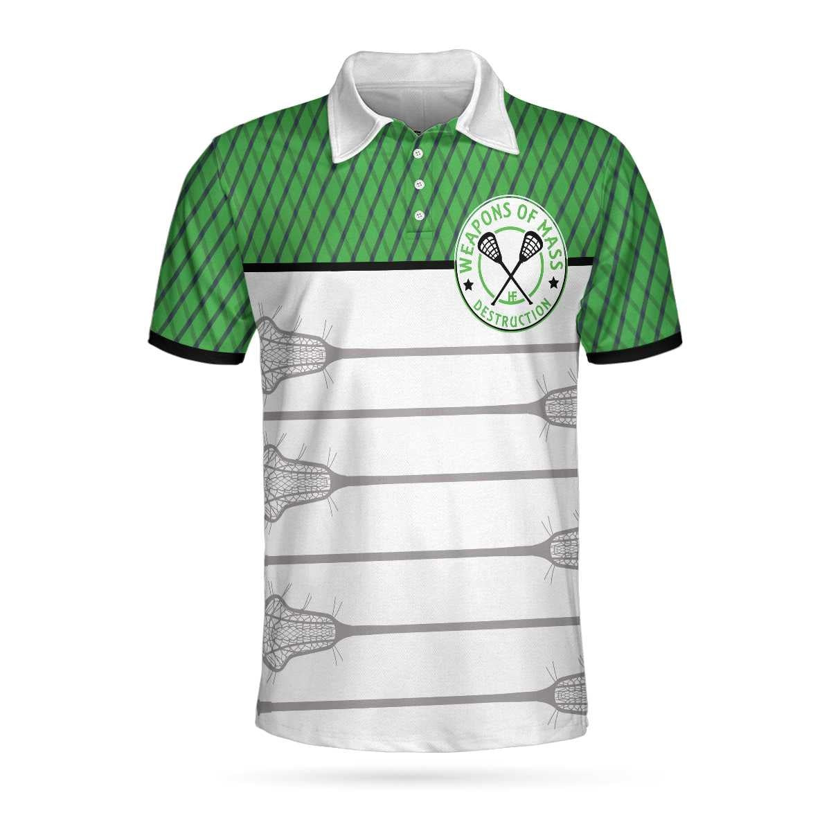 Weapons Of Mass Destruction Lacrosse Short Sleeve Polo Shirt Green Steel Net Pattern Polo Shirt Best Lacrosse Shirt For Men