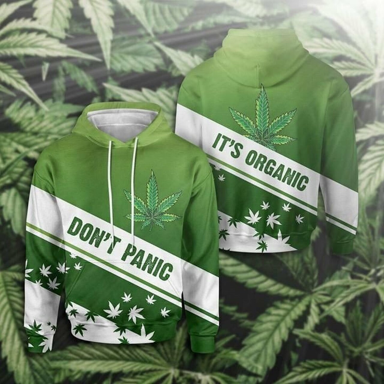 Wee D Cannabis Marijuana Dont Panic Its Organic Funny 3d All Over Printed Hoodie