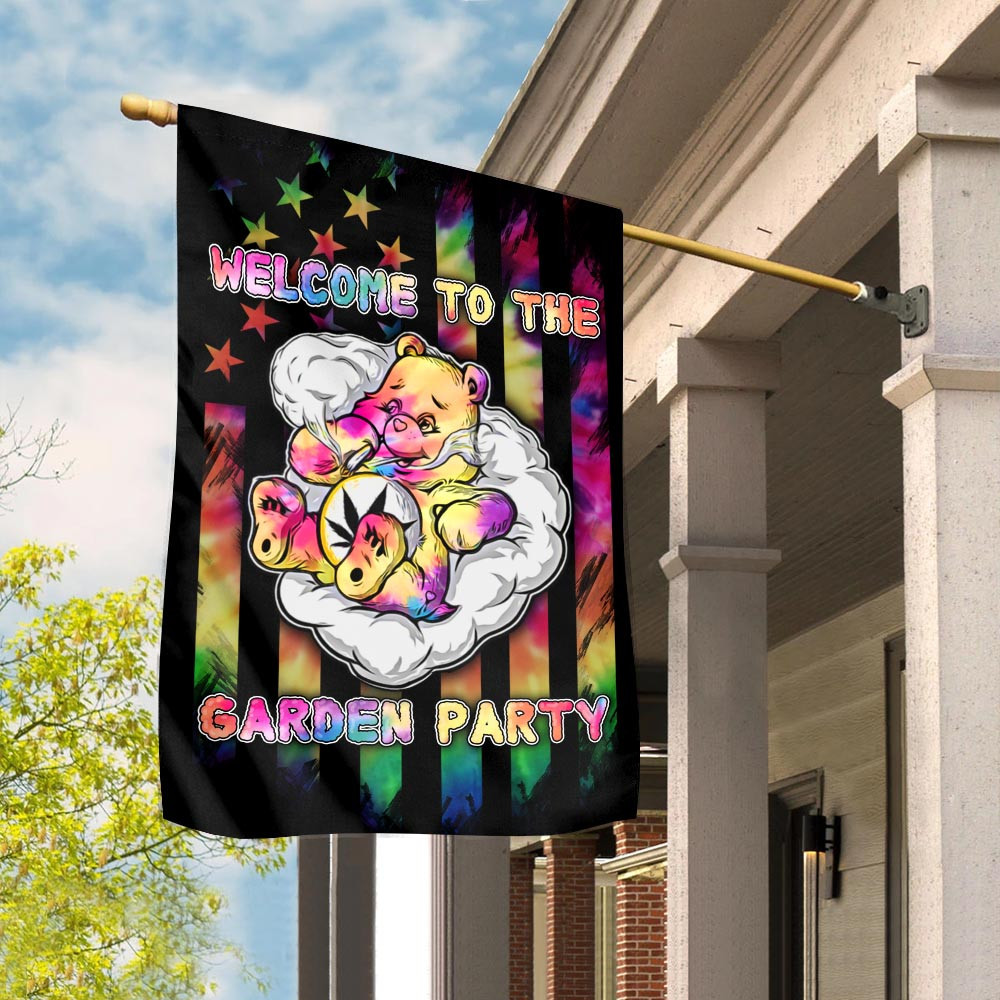 Weed Dont Care Bear Flag Tiedye Garden Flag House Flag