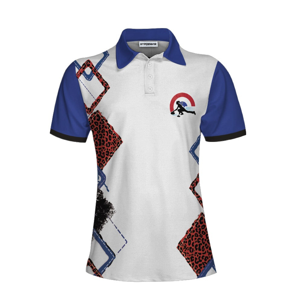 Weekend Forecast Curling With No Chance Of House Clean or Cooking Short Sleeve Women Polo Shirt Red Leopard Shirt