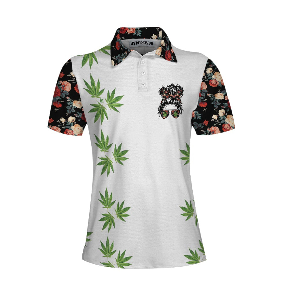 Weekend Forecast Smoking Weed Women Short Sleeve Polo Shirt Floral And Weed Leaf Graphics Polo Shirt