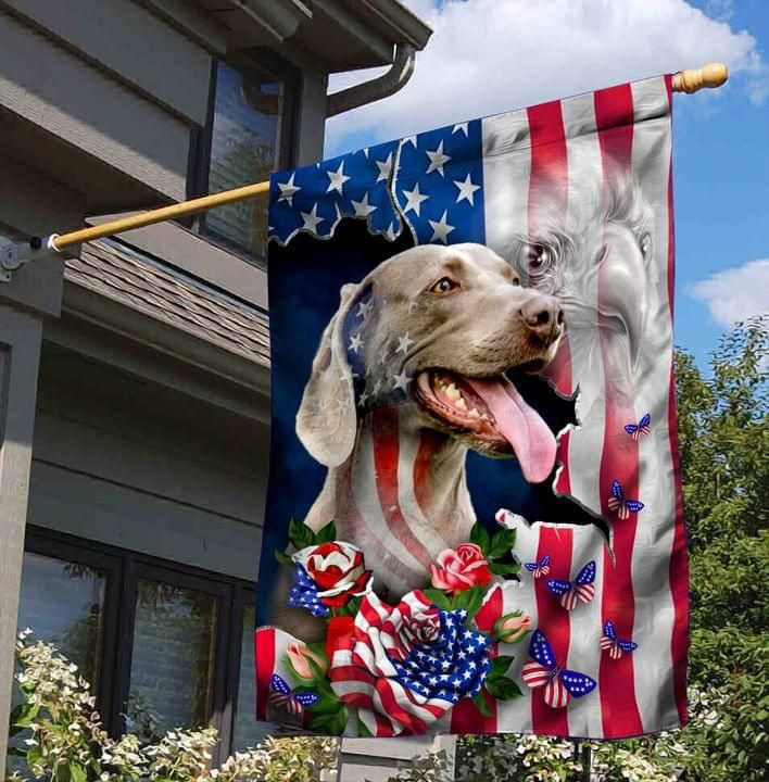 Weimaraner Proud Nation Dog Lover American Flag Garden Flag House Flag