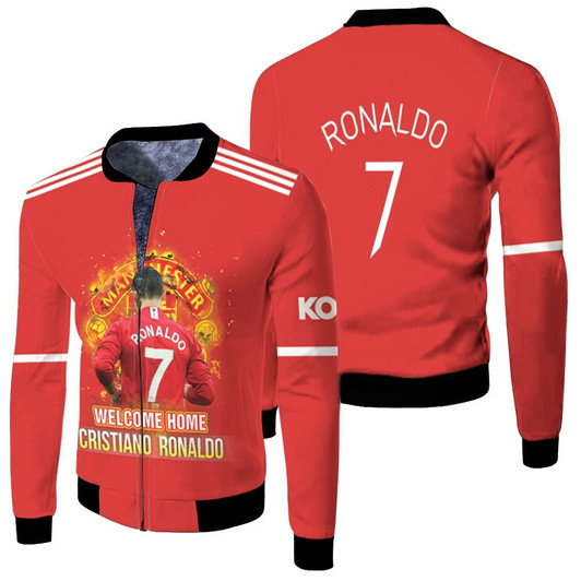 Welcome Home Cristiano Ronaldo 7 Great Footballer Manchester United Red Fleece Bomber Jacket