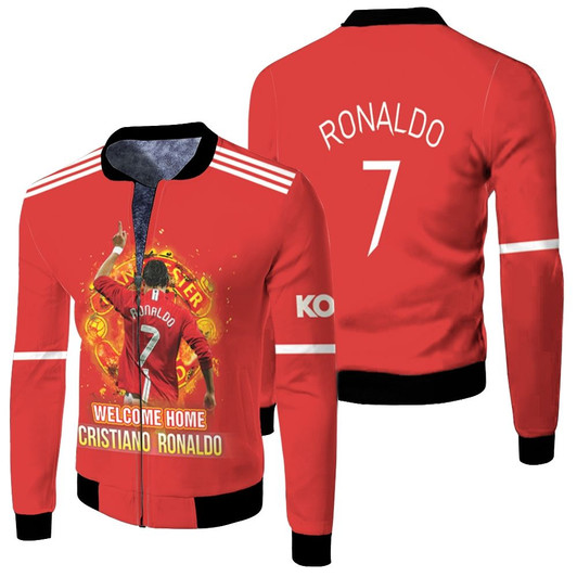 Welcome Home Cristiano Ronaldo 7 Legend Long Live Forever Manchester United Red Fleece Bomber Jacket