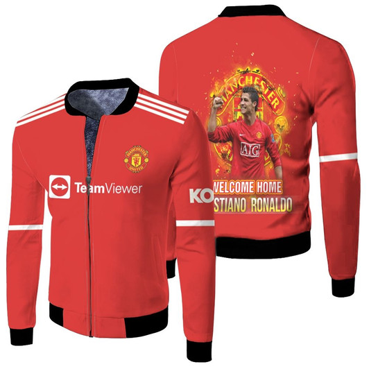 Welcome Home Cristiano Ronaldo Manchester United Great Player Red Fleece Bomber Jacket