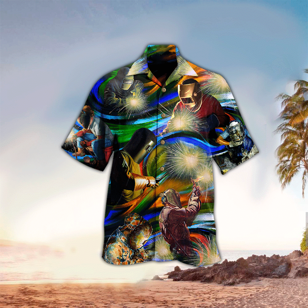 Welder Mens Hawaiian Shirt Welder Button Up Shirt for Men and Women