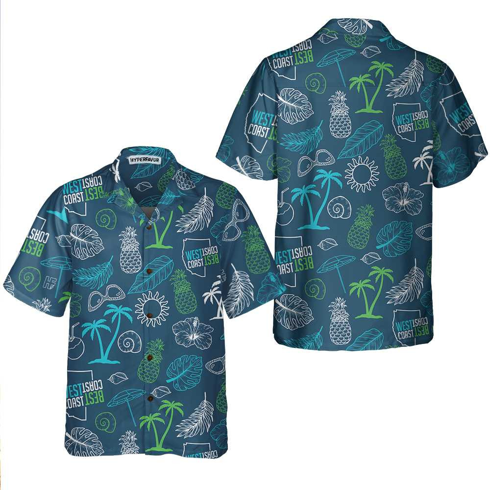 West Coast Best Coast Tropical Hawaiian Shirt