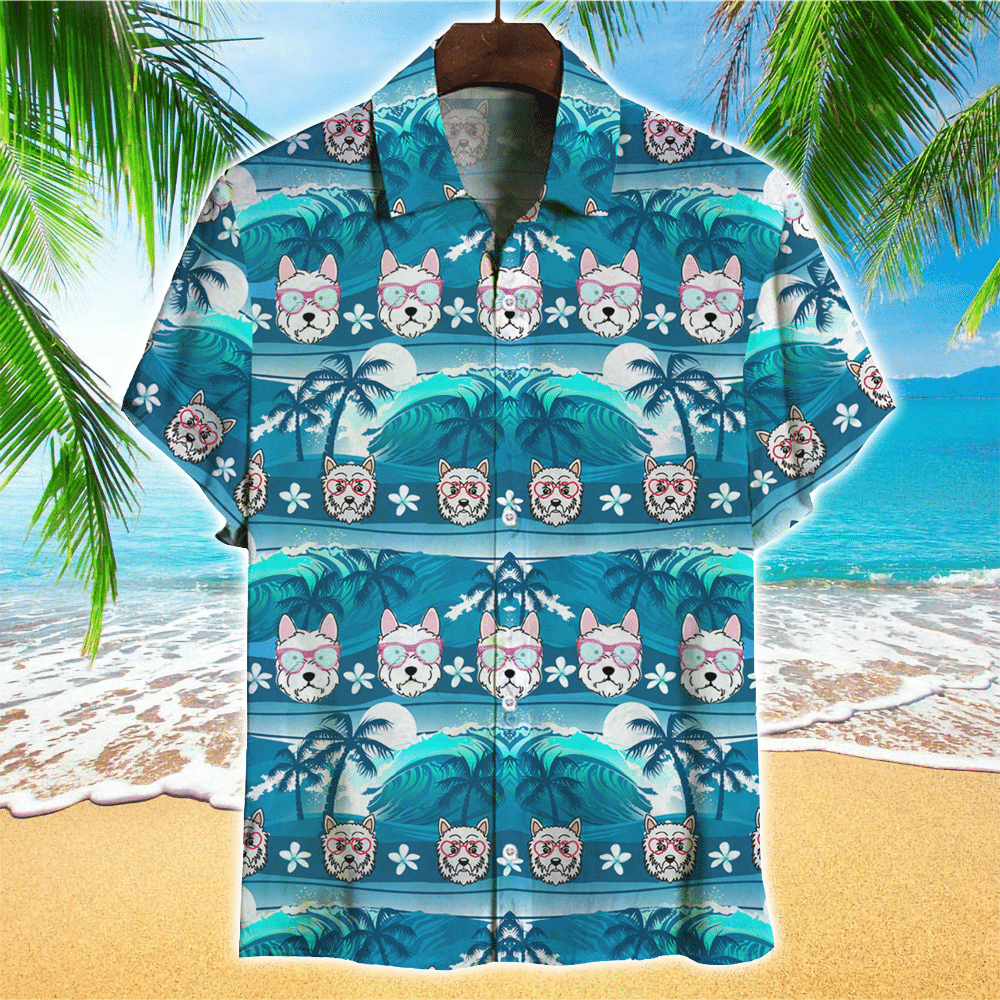 West Highland Terrier Mens Hawaiian Shirt West Highland Button Up Shirt for Men and Women