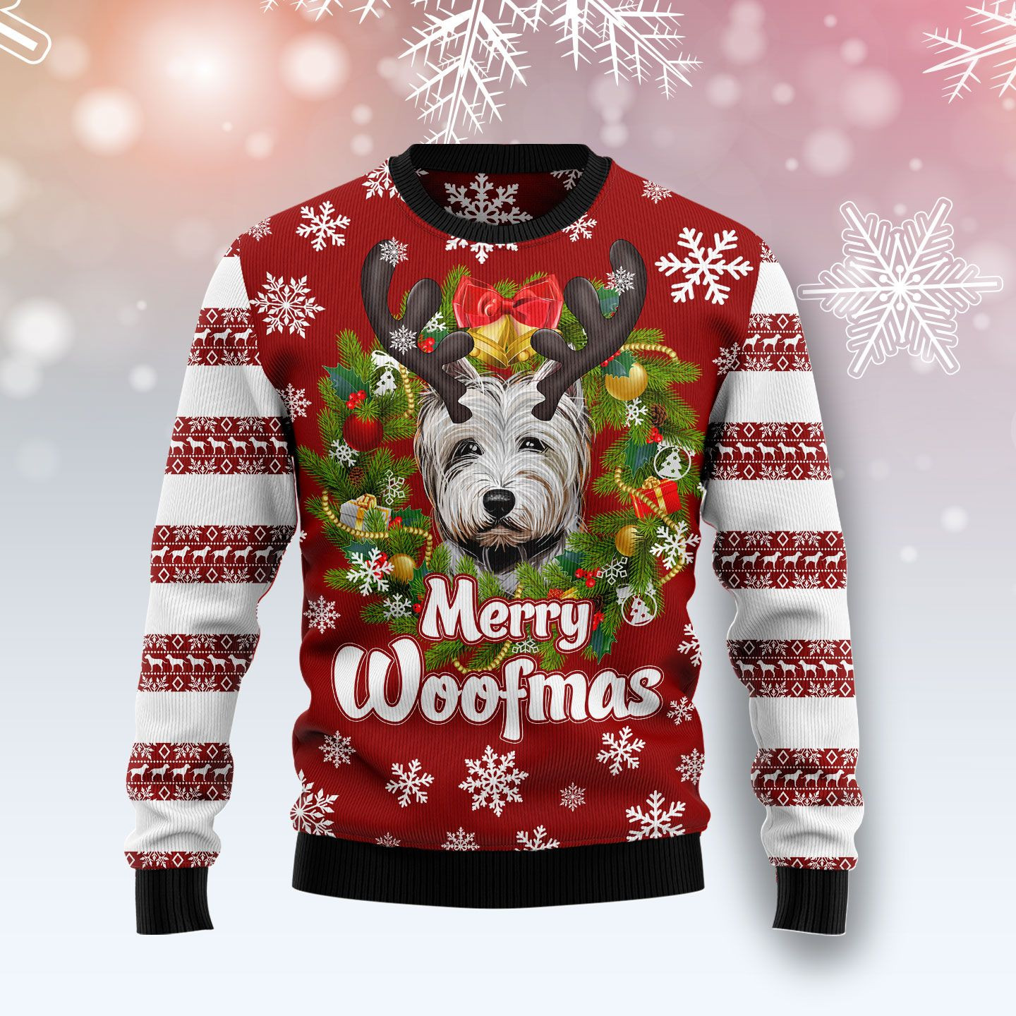 West Highland White Terrier Woofmas Ugly Christmas Sweater