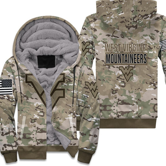 West Virginia Mountaineers Camouflage Veteran 3D Fleece Hoodie