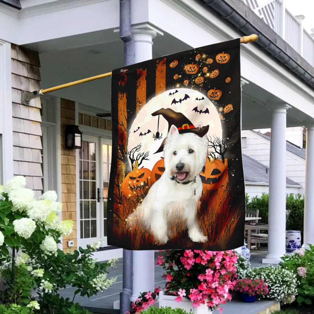 Westie Terrier Happy Halloween Flag Halloween Outdoor Decor Fall Yard House Decoration