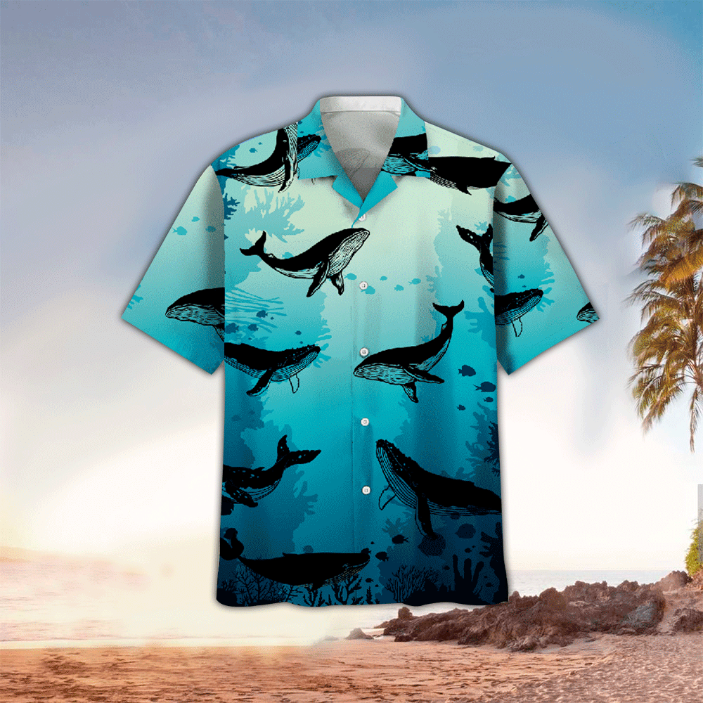 Whale Hawaiian Shirt For Men Whale Lover Gifts Shirt for Men and Women