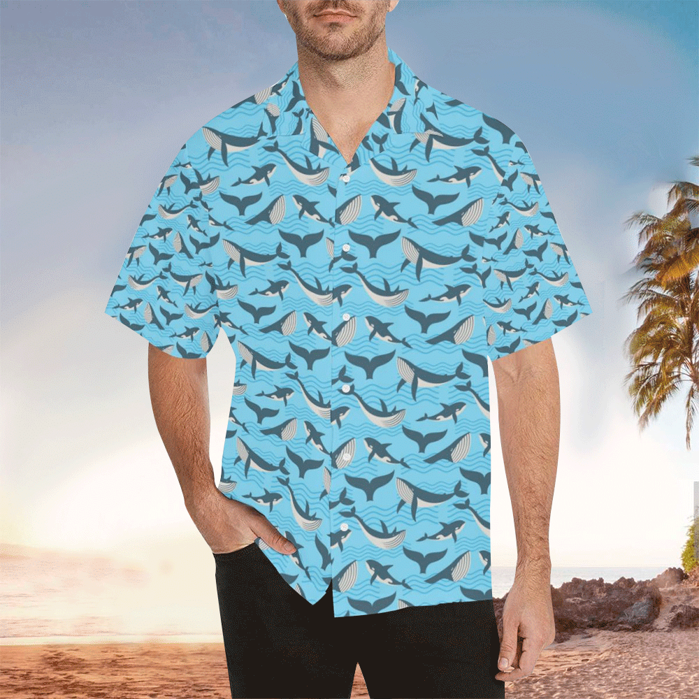 Whale Hawaiian Shirt For Men Whale Lover Gifts Shirt for Men and Women