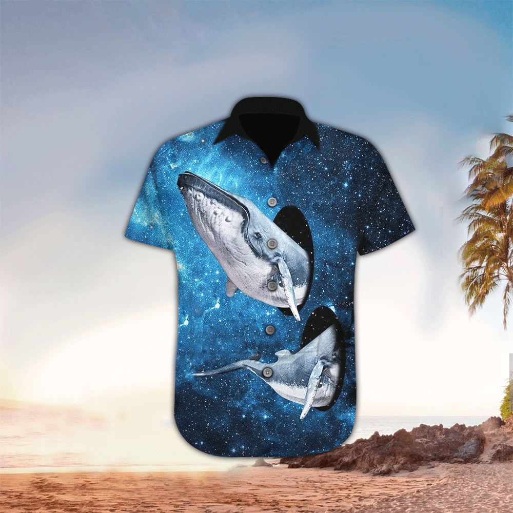 Whale Mens Hawaiian Shirt Whale Button Up Shirt for Men and Women