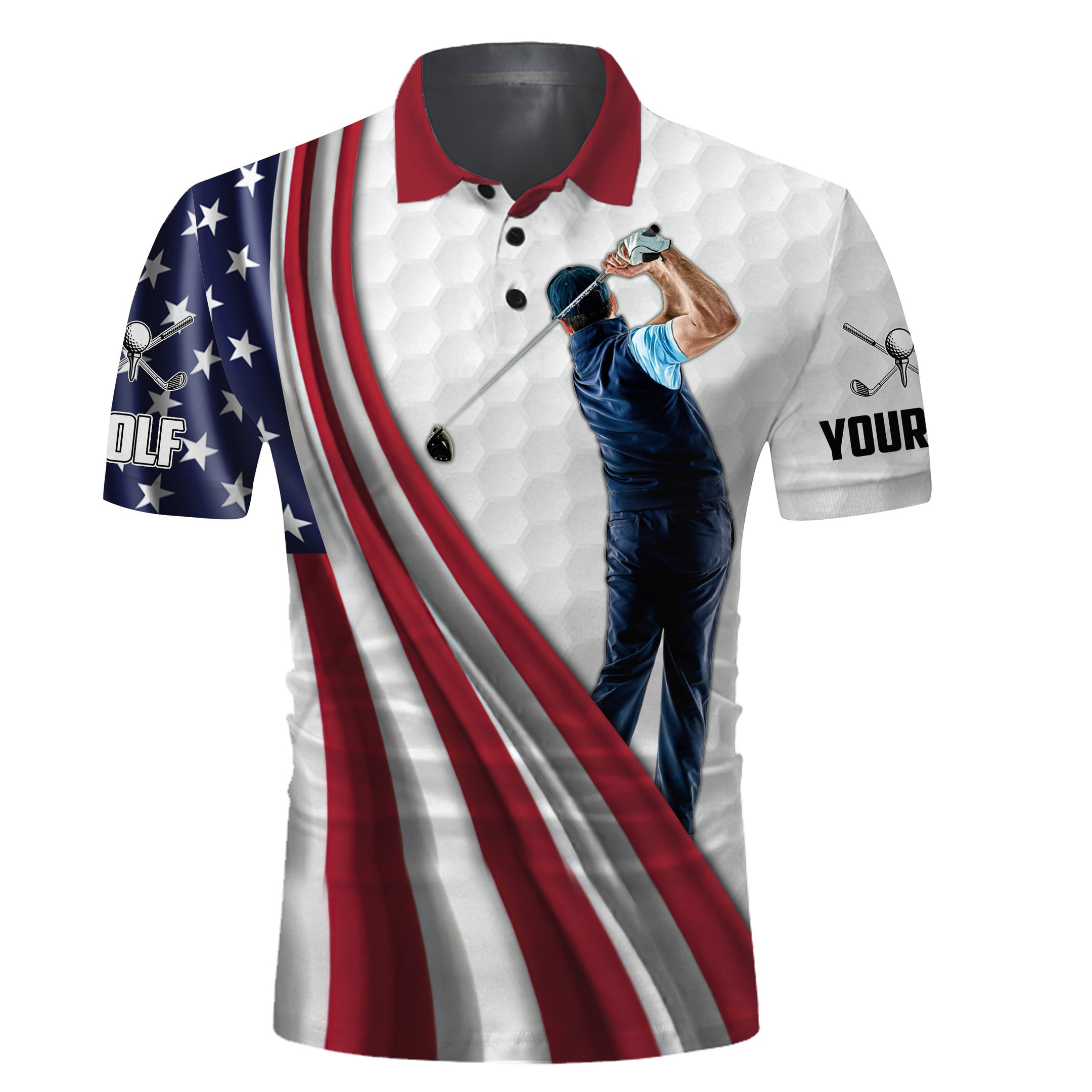 White Golf American Flag 4Th July Dri-Fit Golf Polo Shirt Personalized Patriotic Sport Golf Gifts