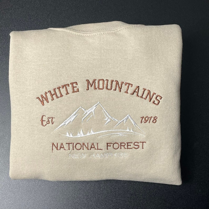 White Mountains Embroidered Crewneck-embroidered Crewneck-National Park Sweatshirt