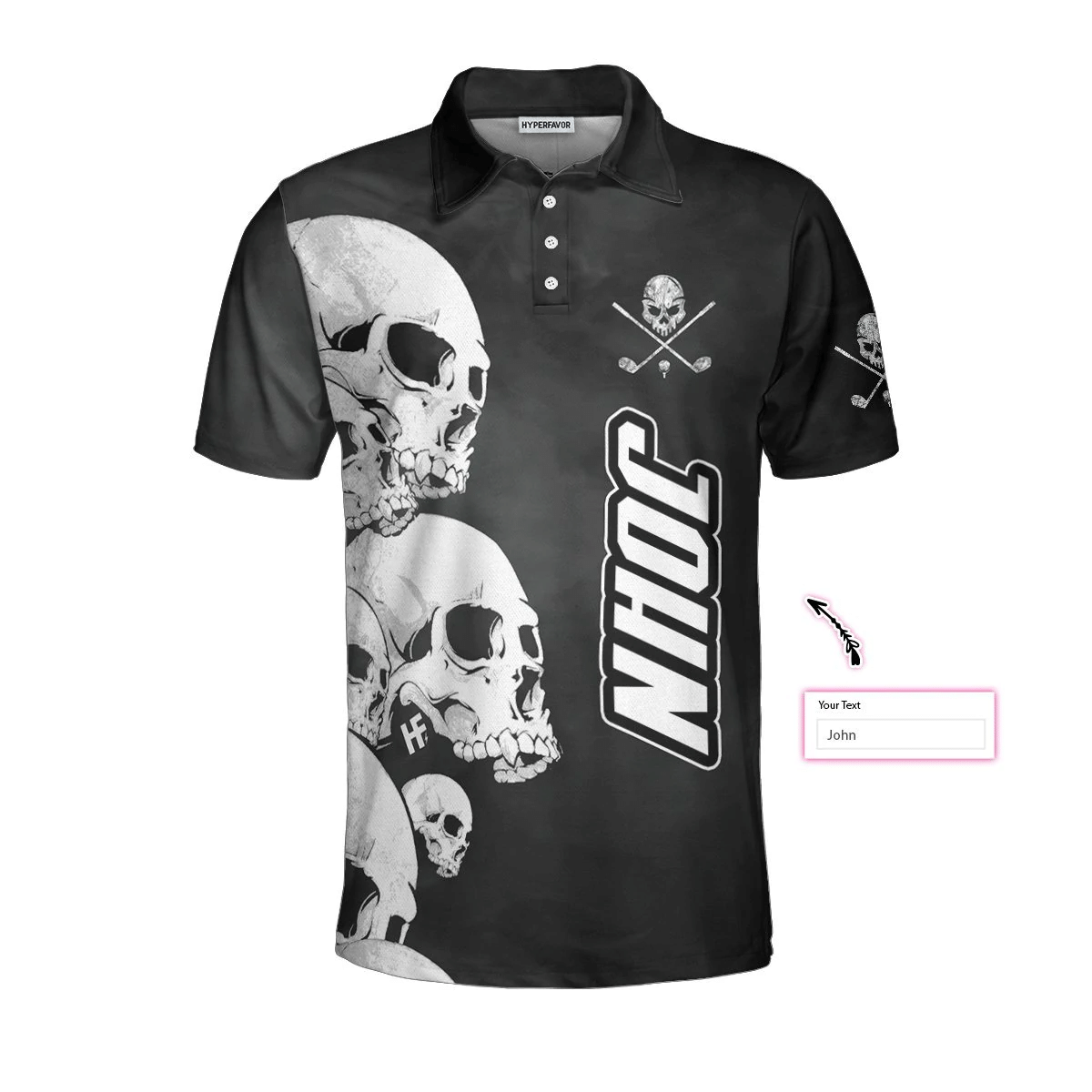 White Skull Heads And Golf Custom Polo Shirt Personalized Halloween Gift For Golfers Scary Golf Shirt