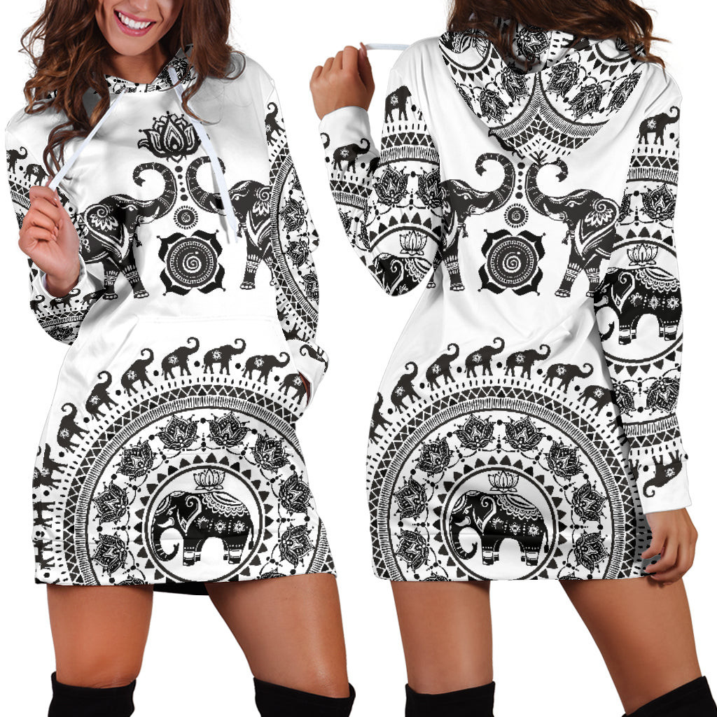 White Twin Elephants Hoodie Dress 3d All Over Print For Women Hoodie