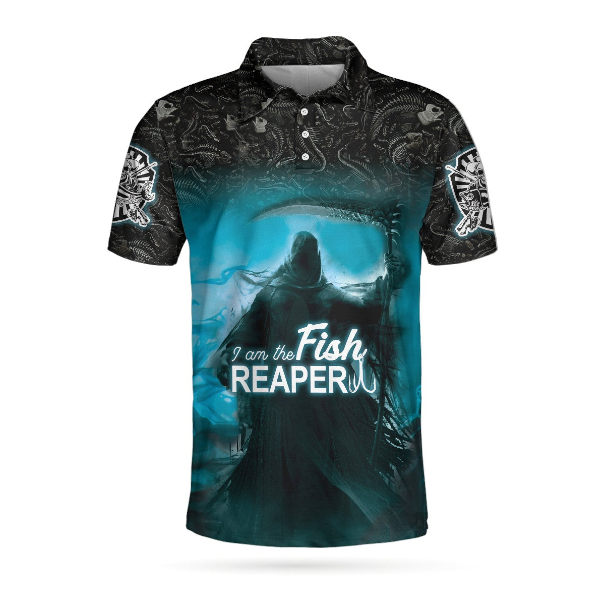 Why Do I Fish Why Do You Breathe Polo Shirt Fish Skeleton Pattern Reaper Polo Shirt Best Fishing Shirt For Men