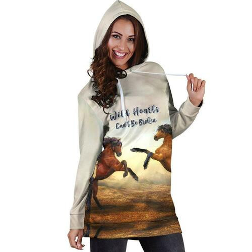 Wild Hearts Cant Be Broken Hoodie Dress Sweater Dress Sweatshirt Dress 3d All Over Print For Women For Lovers Of Horses Hoodie