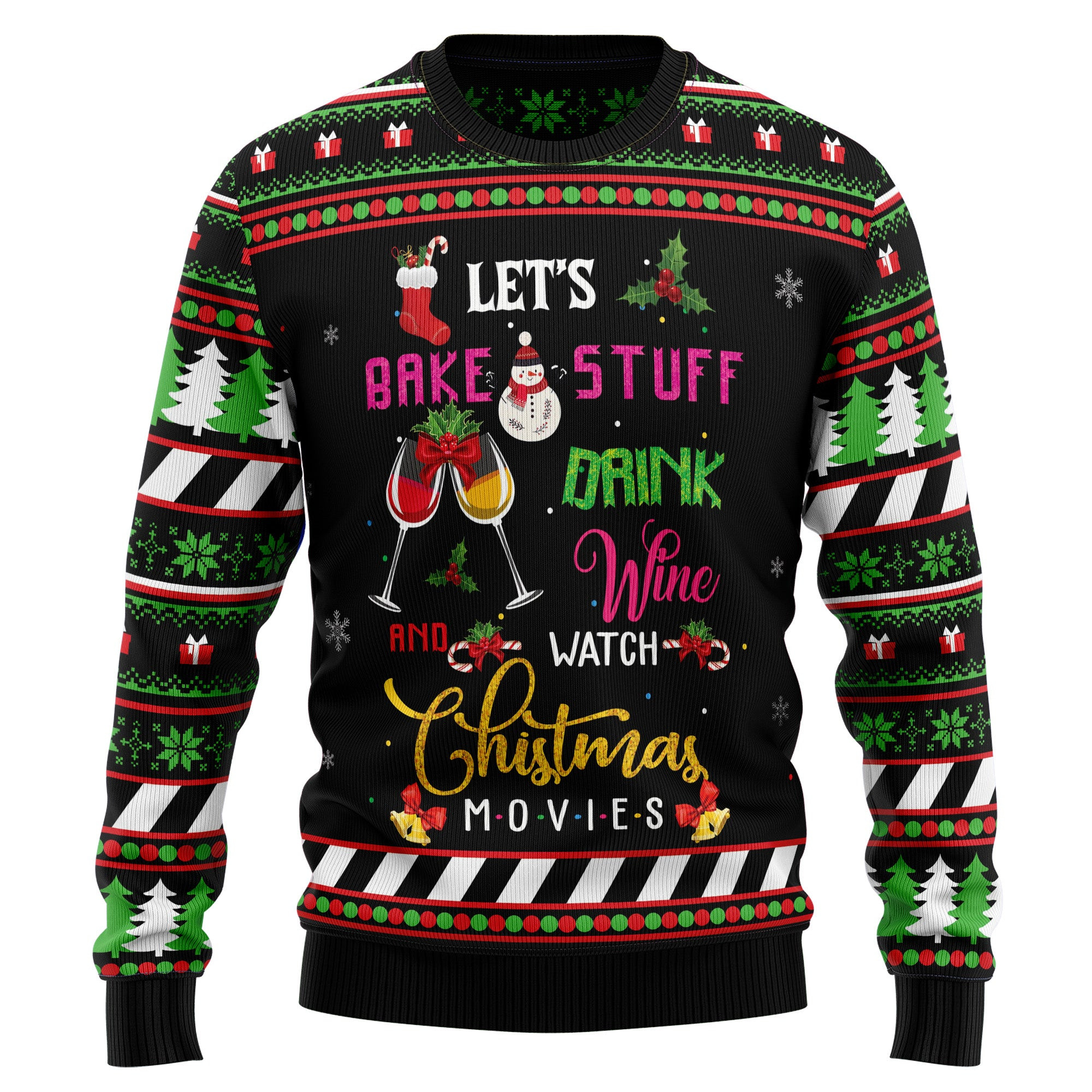 Wine Christmas Movie Ugly Christmas Sweater