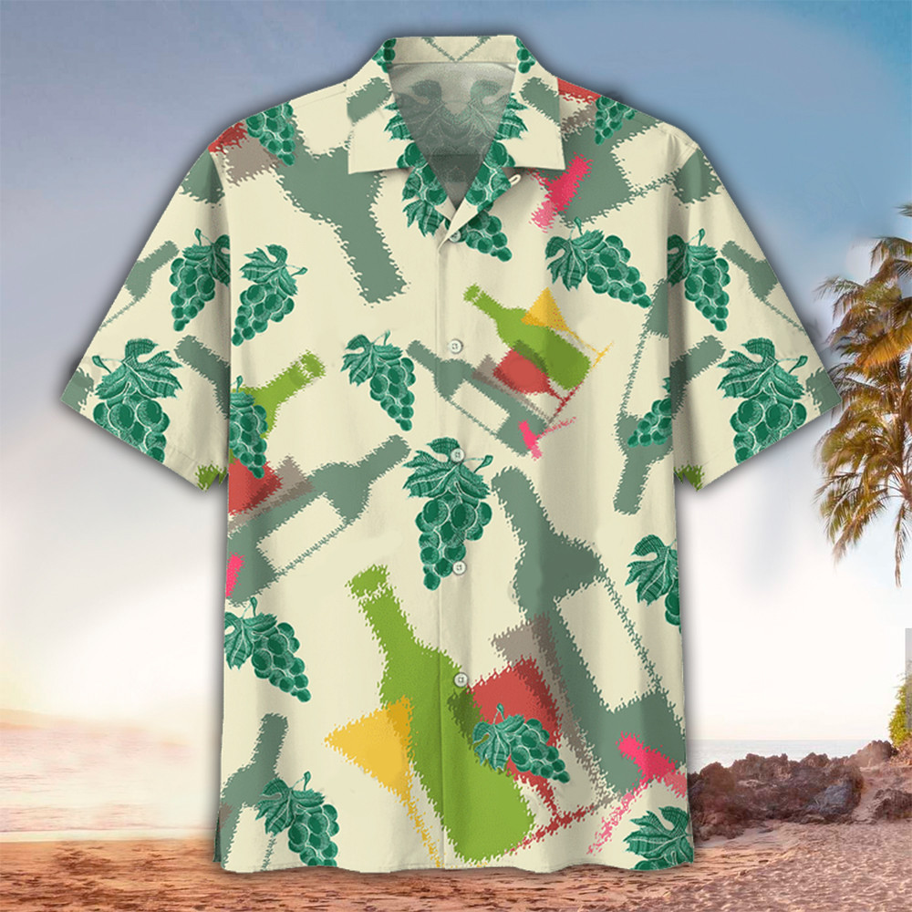 Wine Hawaiian Shirt Wine Button Up Shirt for Men and Women