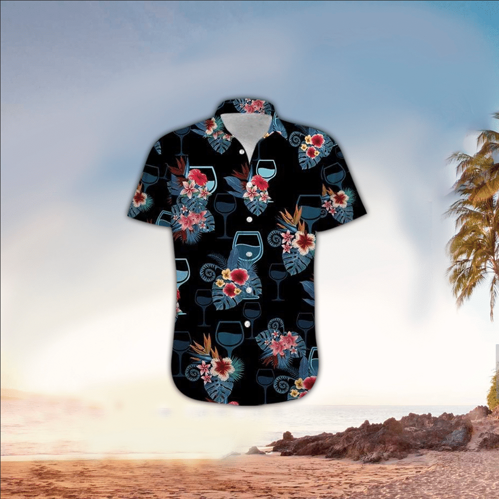 Wine Mens Hawaiian Shirt Wine Button Up Shirt for Men and Women