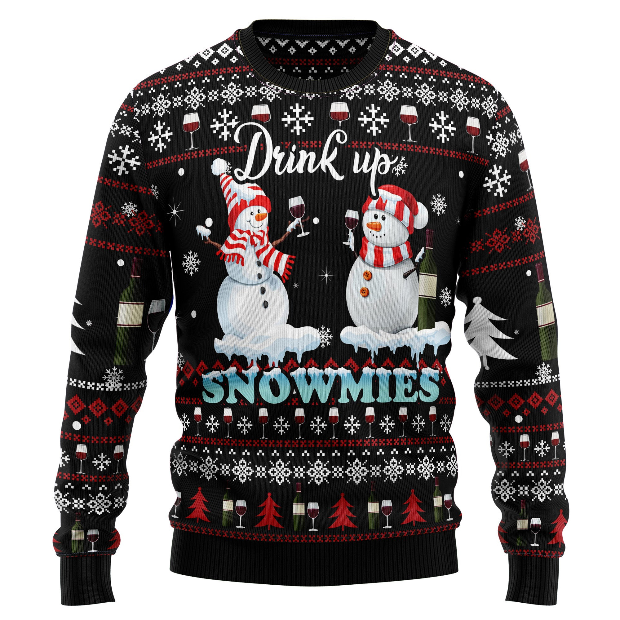 Wine Snowmies Ugly Christmas Sweater