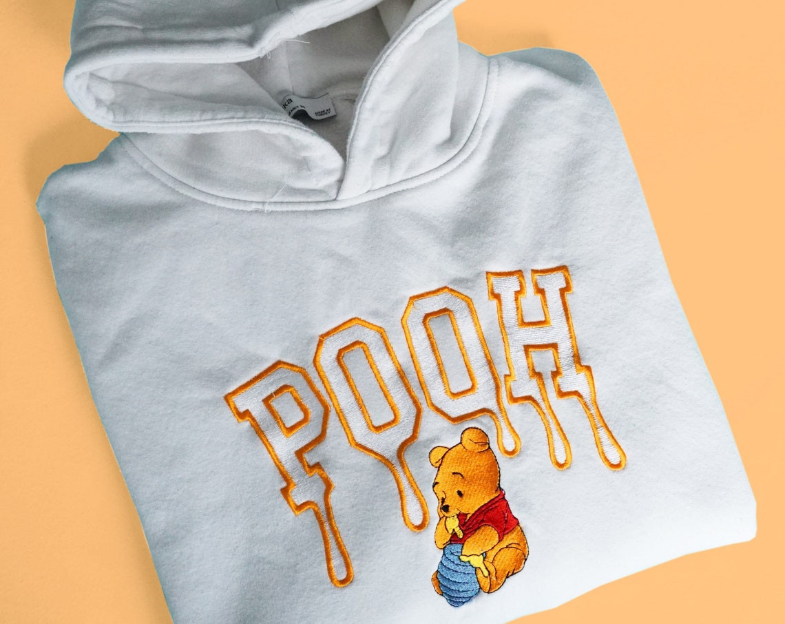 Winnie The Pooh Embroidered Sweatshirt Hoodie Embroidered Sweatshirt Winnie The Pooh Embroidery Pooh Hoodies High Quality Unisex