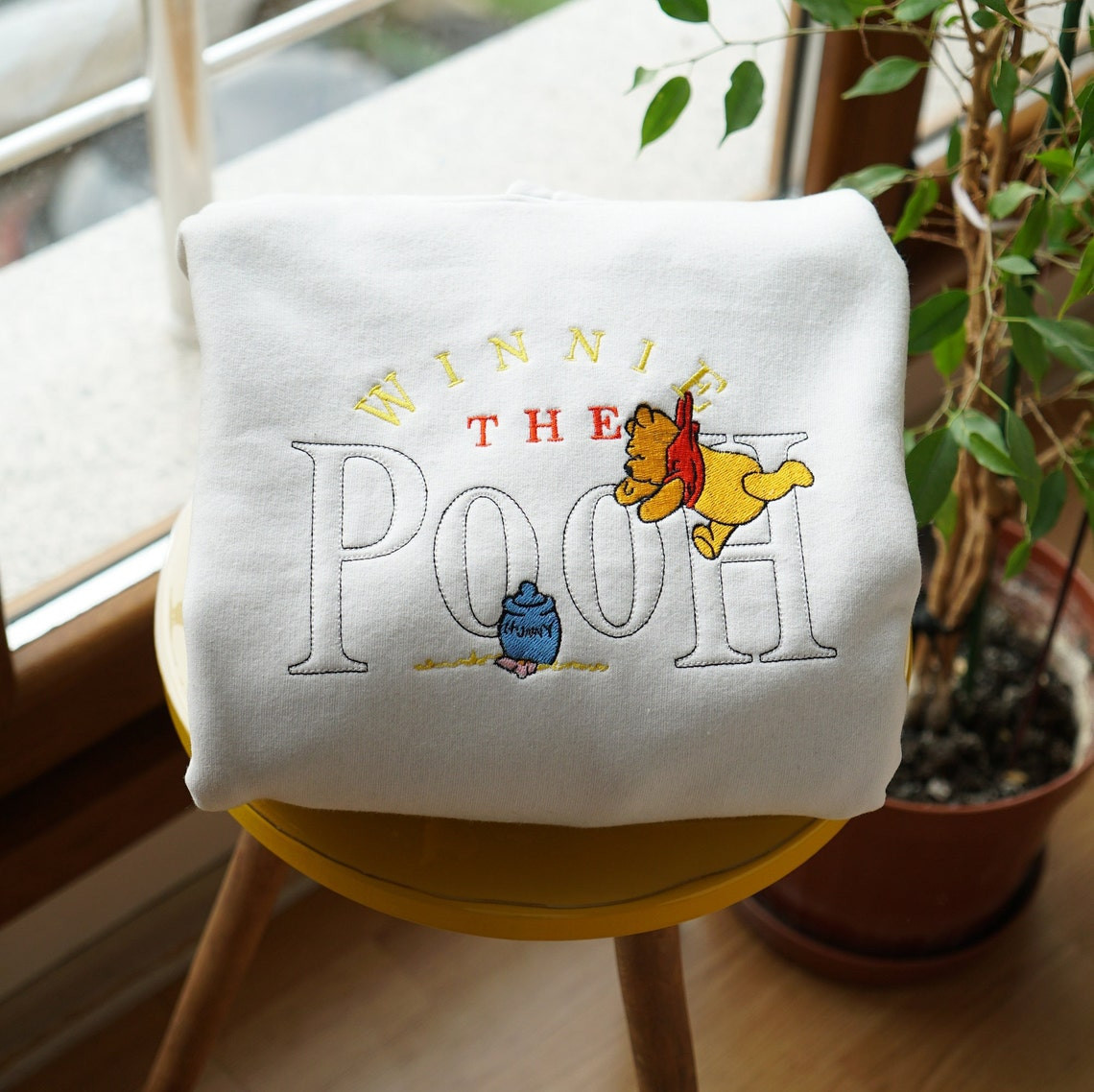 Winnie The Pooh Embroidered Vintage Sweatshirt Hoodie Winnie The Pooh Embroidery Pooh Hoodies High Quality Unisex