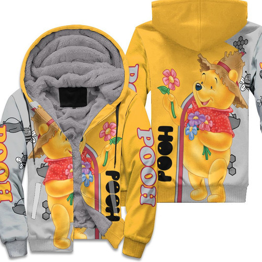 Winnie The Pooh Picking Flower Fan 3D Fleece Hoodie