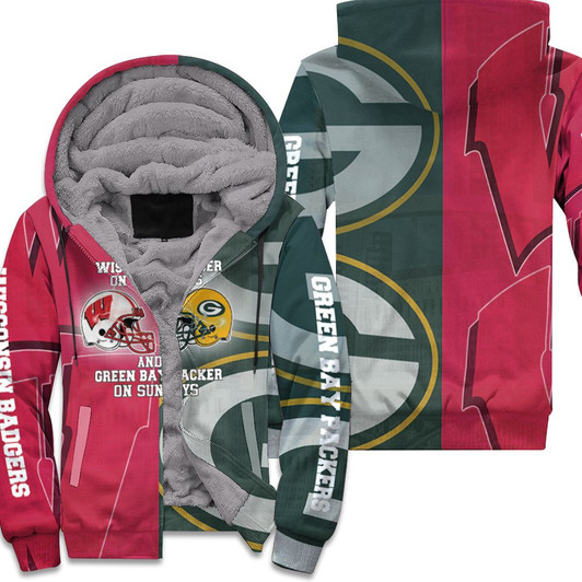 Wisconsin Badger On Saturdays And Green Bay Packer On Sundays 3D Fleece Hoodie