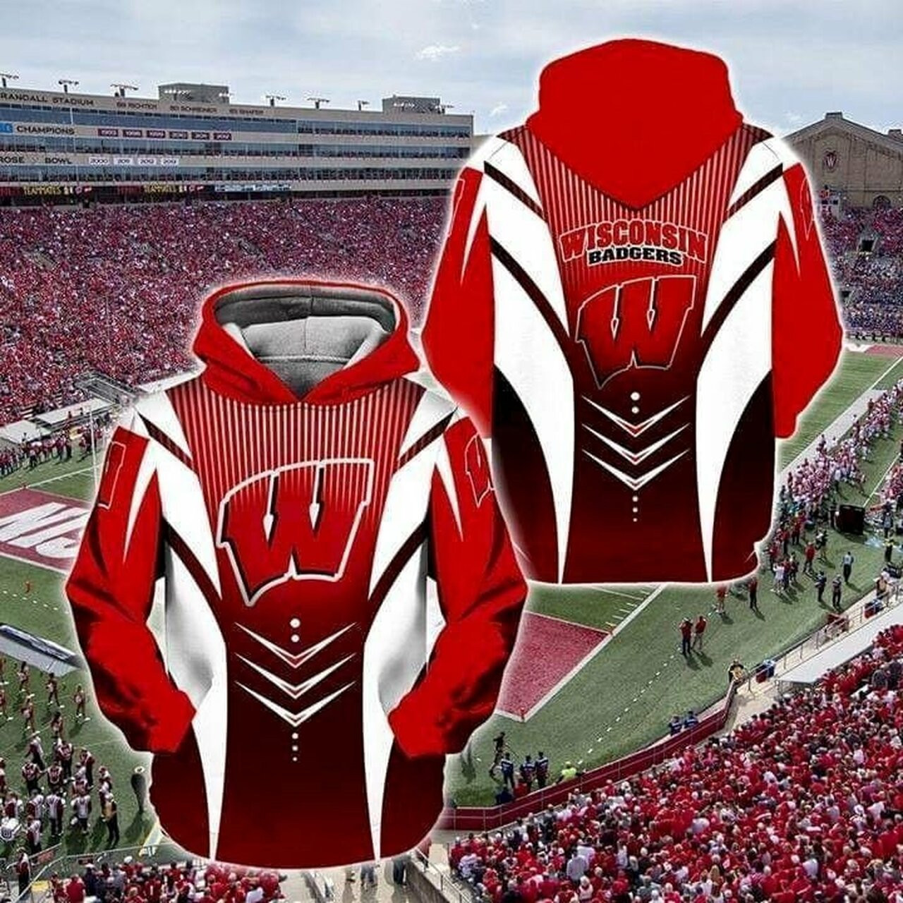 Wisconsin Badgers For Fan Pullover And Zippered Hoodies Custom 3d Graphic Printed 3d Hoodie All Over Print Hoodie For Men For Women
