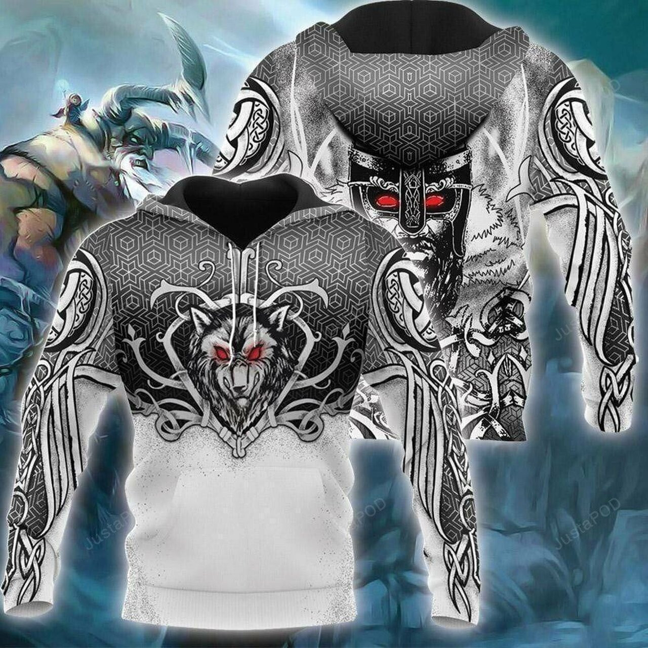 Wolf And Guard Vikings 3d All Print Hoodie, Zip-up Hoodie