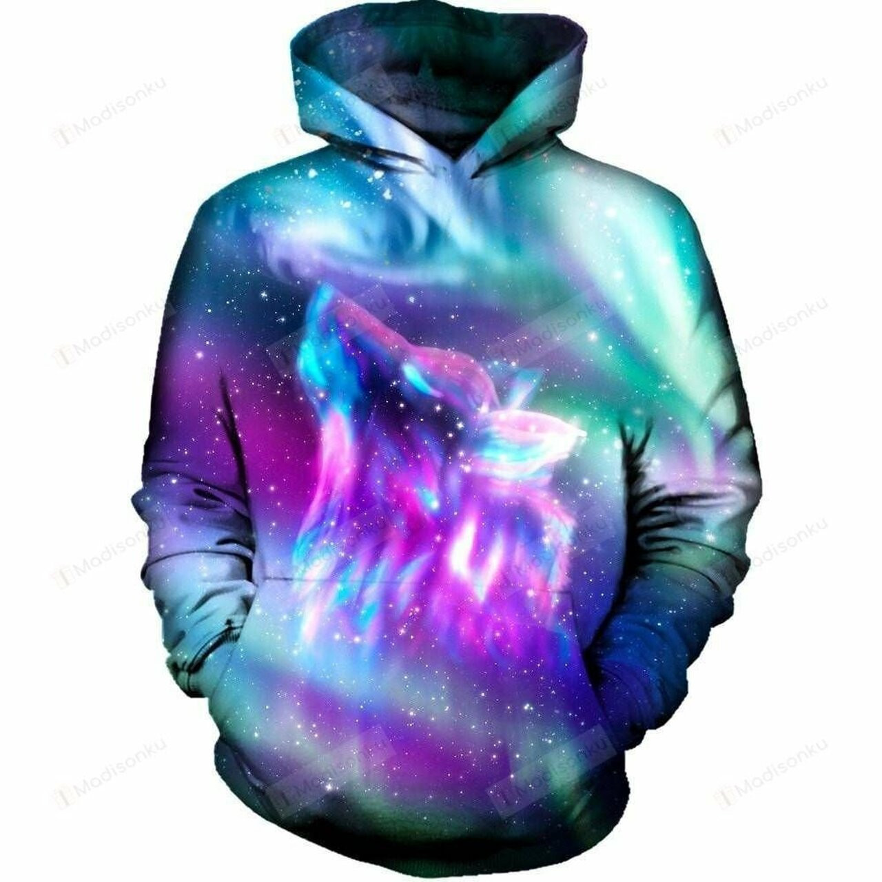 Wolf Aurora 3d All Over Print Hoodie