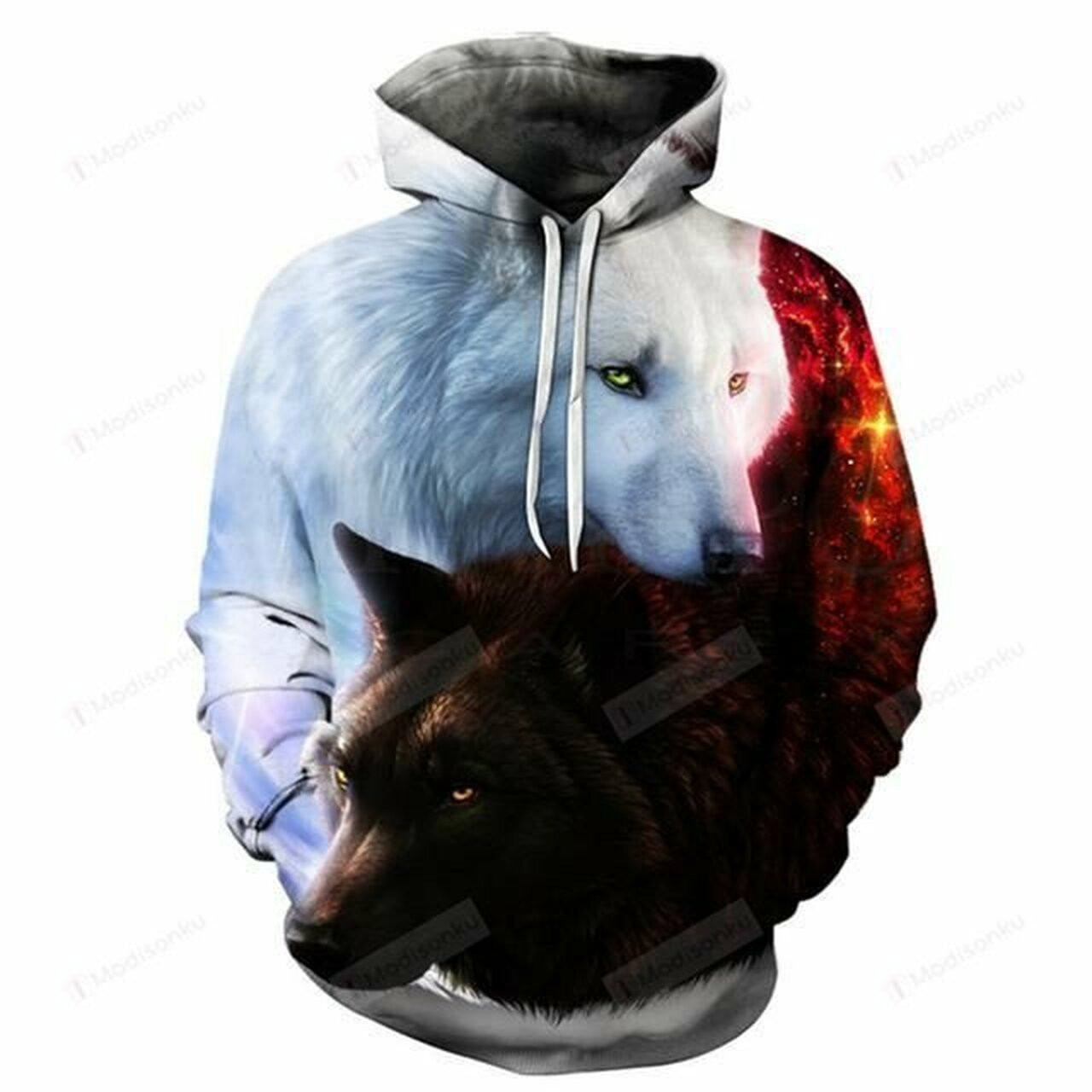 Wolf Black And White 3d All Over Print Hoodie