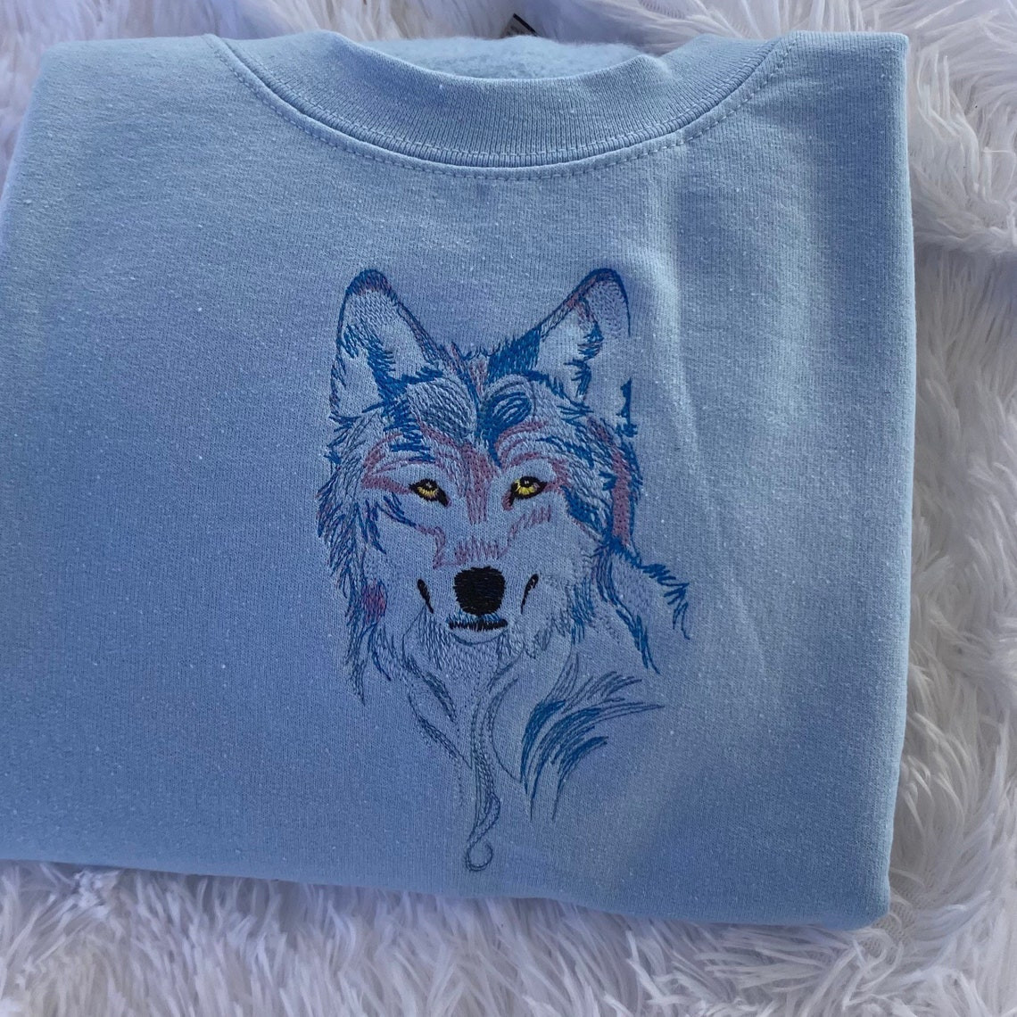 Wolf Embroidered Sweatshirt Animal Lover Shirt More Colors Available