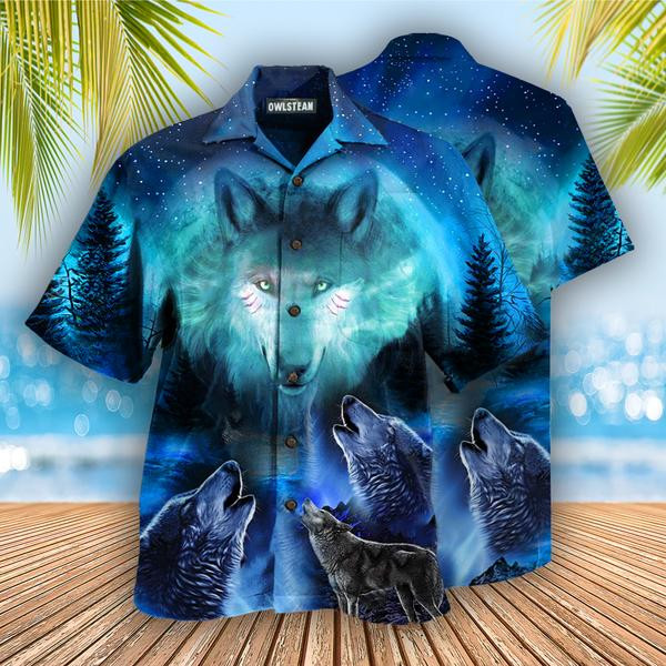 Wolf Gray And Blue Edition - Hawaiian Shirt - Hawaiian Shirt For Men