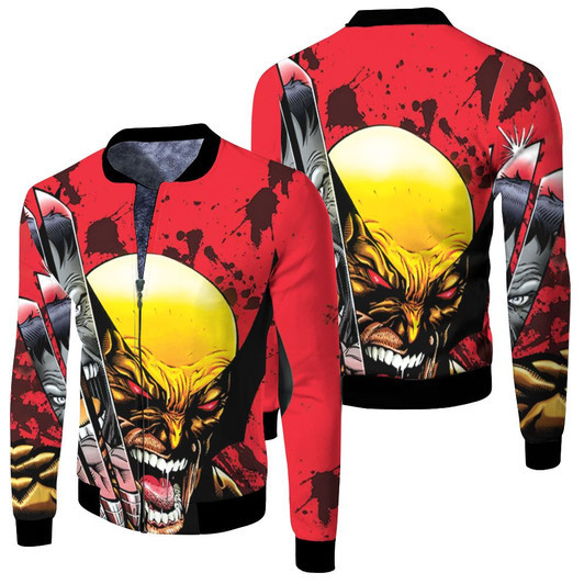 Wolverine With Claws Vs Hulk Fleece Bomber Jacket