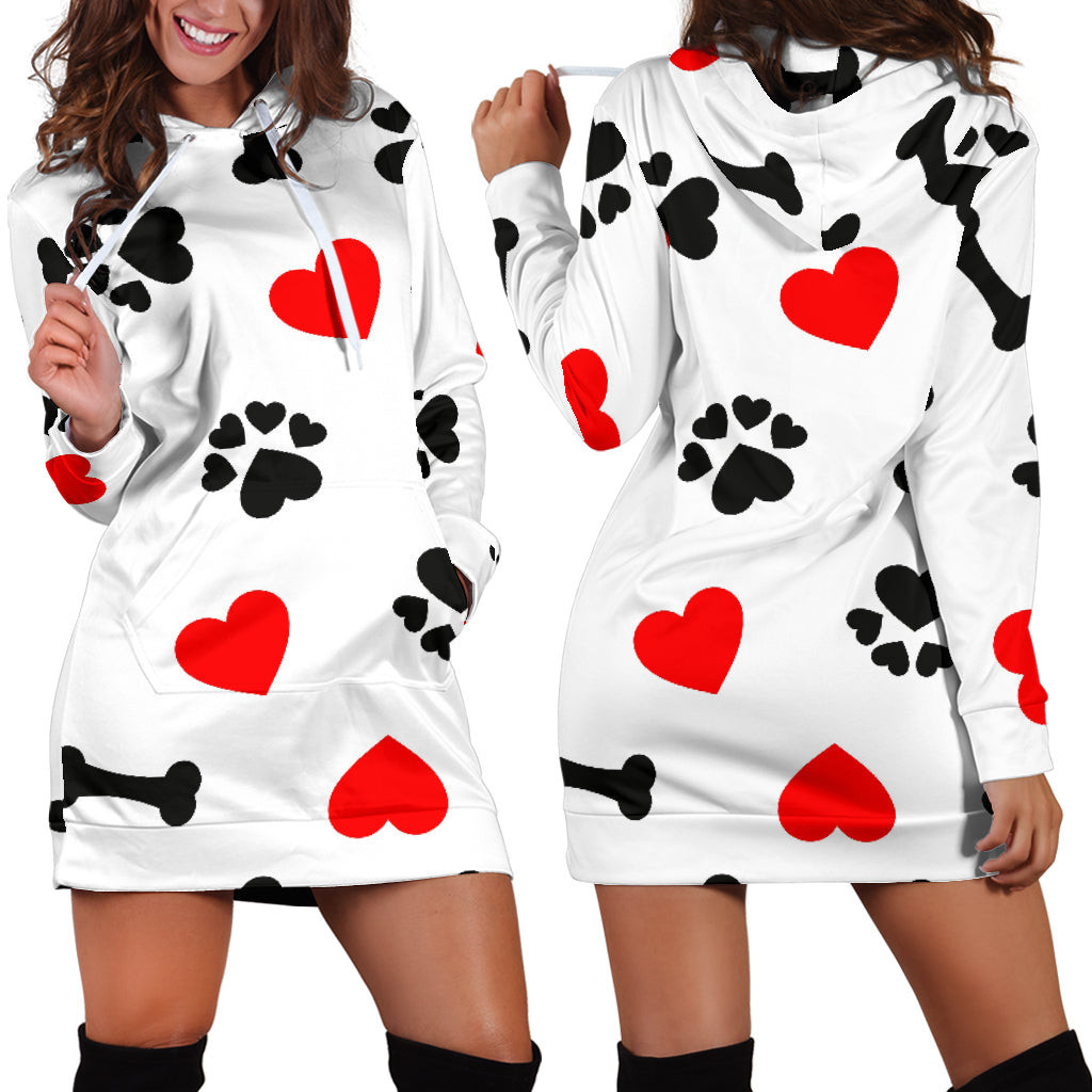 Womens Dog Love Hoodie Dress 3d All Over Print For Women Hoodie