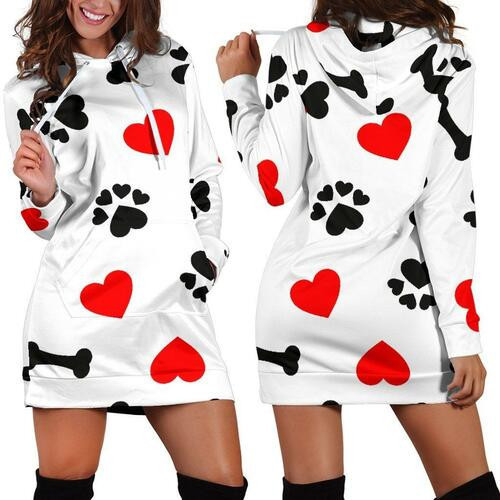 Womens Dog Love Hoodie Dress Sweater Dress Sweatshirt Dress 3d All Over Print For Women Hoodie
