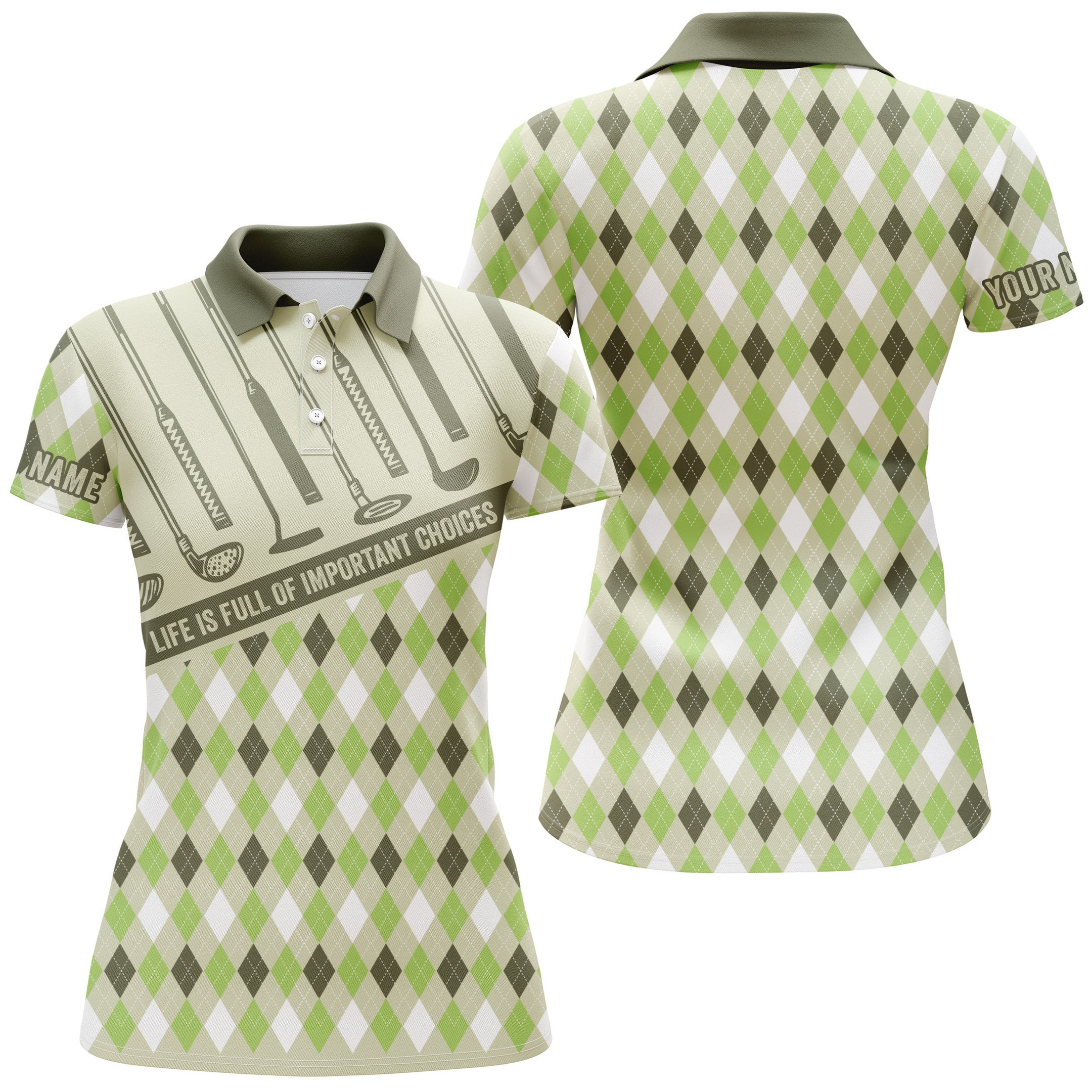 Womens Golf Life Is Full Of Important Choices Men Polo Shirt Argyle Pattern Golf Shirt Ttn90