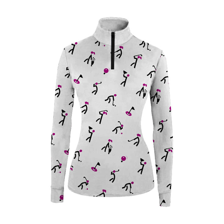 Womens Long Sleeve Golf Polo Shirt Pattern Golf Love