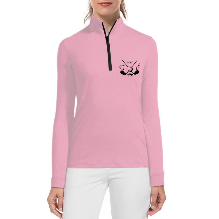 Womens Long Sleeve Golf Polo Shirt Pink Color Shirt For Women